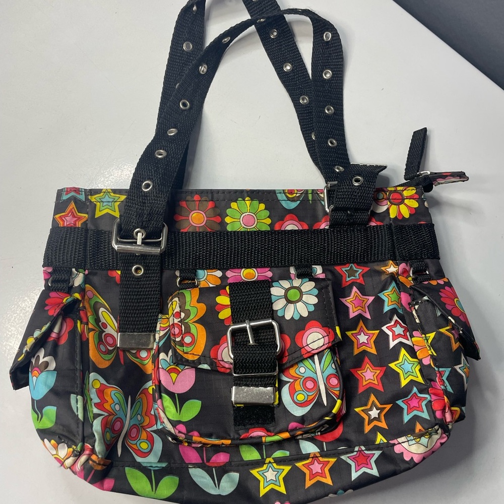 Colorful Floral and Star Patterned Women's Bag